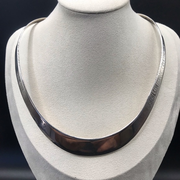 Elegant Sterling Silver Torque Collar Necklace - Picture 1 of 10